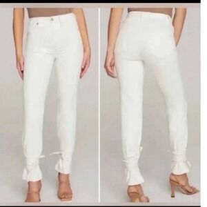 Good American White High Rise Tie Ankle Straight Leg Jeans Size 4‎ 27